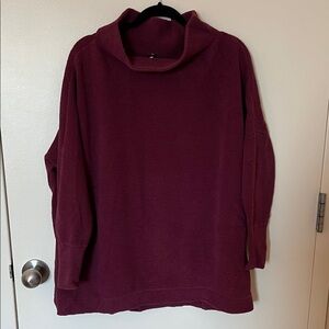 Free People Deep Burgundy Cowl Neck Ottoman Sweater